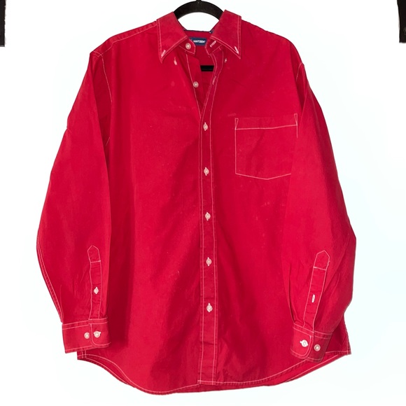 Jantzen Mens Dress Shirt mens size large red button down cowboy western holiday - Picture 6 of 12